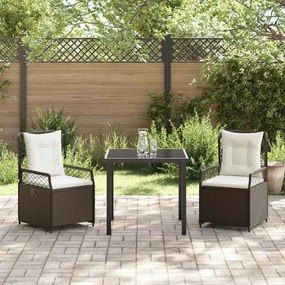 vidaXL Σέτ φαγητού για κήπο 3 pcs Καφέ συνθετικό ρατάν