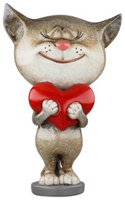 Φιγούρα Cat "Heart" Πολυμερές Γκρι PU 4 8x6x13cm