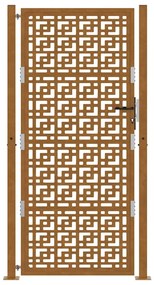 Πύλη κήπου 105x130 cm Σταυρός σχεδιασμού από διαβρωμένο χάλυβα - Καφέ