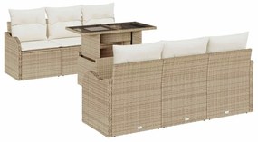 vidaXL Σετ Καναπέ Κήπου 7 pcs Μπεζ 100 x 55 x 73 εκ. Πολυ ράταν