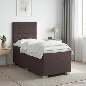 vidaXL Κρεβάτι box spring με στρώμα Σκούρο Καφέ 100 x 200 cm Ύφασμα