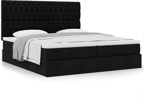 vidaXL Οθωμανικό κρεβάτι με στρώματα Μαύρο 160x200cm Ύφασμα