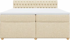 vidaXL Κρεβάτι Boxspring με Στρώμα Κρεμ 200x200 εκ. Υφασμάτινο