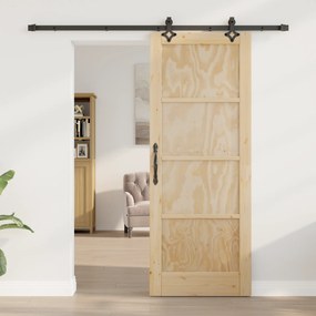 vidaXL Συρόμενη Πόρτα  με Σετ Αξεσουάρ 78x202 εκ. Μασίφ Ξύλο Πεύκου