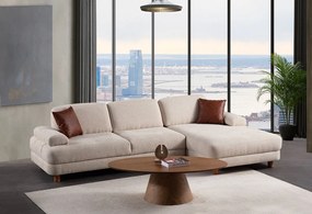 Corner Sofa-Bed Nice L Corner Right - Cream Cream