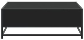 Τραπεζάκι Σαλονιού Μαύρο 80x80x30 εκ. από Επεξ. Ξύλο/Μέταλλο - Μαύρο