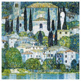 Εκτύπωση έργου τέχνης Waterside Church in Cassone (Landscape) - Gustav Klimt, (40 x 40 cm)