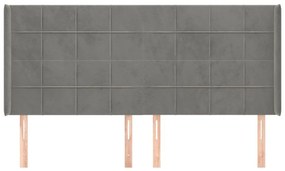 Κεφαλάρι με Πτερύγια Ανοιχτό Γκρι 183x16x118/128 εκ. Βελούδινο - Γκρι