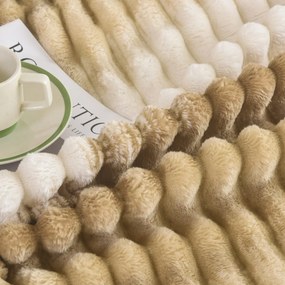 Κουβέρτα Fleece-Δίχρωμο Ριγέ Μπεζ flc12 - 1.60x2.20