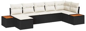 vidaXL Σετ Καναπέ Κήπου με μαξιλάρι 7 pcs Μαύρο Πολυ ράταν
