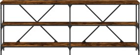 vidaXL Τραπέζι Κονσόλα Καπνιστή Δρυς 200x30x75 εκ. Επεξ. Ξύλο/Σίδηρος