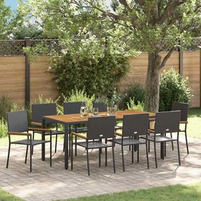 vidaXL ΣΕΤ ΤΡΑΠΕΖΑΡΙΑΣ ΚΗΠΟΥ 9 pcs Μαύρο, Καφέ 190 x 90 x 75 cm