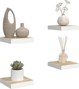 vidaXL Ράφια Τοίχου 4 τεμ. Δρυς και Άσπρο 23x23,5x3,8 εκ. MDF