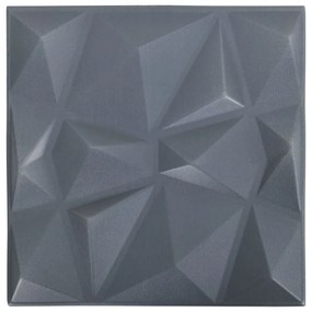 Πάνελ Τοίχου 3D 48 τεμ. Γκρι Διαμαντιού 50 x 50 εκ. 12 μ² - Γκρι