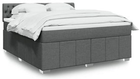 vidaXL Κρεβάτι Boxspring με Στρώμα Σκούρο Γκρι 180x200 εκ Υφασμάτιν