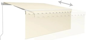 vidaXL Τέντα Συρόμενη Χειροκίνητη με Σκίαστρο & LED Κρεμ 3 x 2,5 μ.