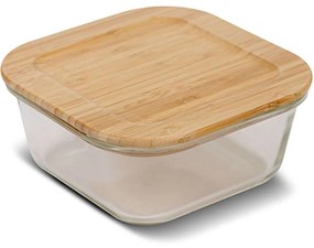 Φαγητοδοχείο Arizona 10-143-212 15,5x15,5x6,7cm 750ml Natural-Clear Nava Wood, Glass