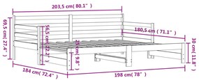 Καναπές Κρεβάτι Συρόμενος 90 x 200 εκ. Μασίφ Ξύλο Πεύκου - Καφέ