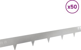vidaXL Περίγραμμα γκαζόν 50 τμχ. 100 x 12 cm Stainless Steel Ασημί