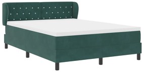 vidaXL Κρεβάτι Box Spring με Στρώμα Σκούρο Πράσινο 160x200 cm Βελούδο