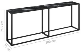vidaXL Τραπέζι Κονσόλα Μαύρο Όψη Μαρμάρου 200x35x75,5 εκ. Ψημένο Γυαλί