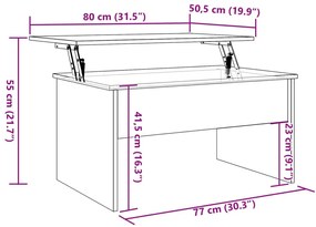 Τραπεζάκι Σαλονιού Όψη Παλαιού Ξύλου 80x50,5x41,5εκ. Επεξ. Ξύλο - Καφέ