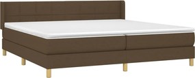 vidaXL Κρεβάτι Boxspring με Στρώμα Σκούρο Καφέ 200x200 εκ. Υφασμάτινο