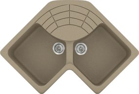 Sanitec Classic 310 (83x83×50) - Γωνιακος Γρανιτένιος νεροχύτης - Granite Taupe