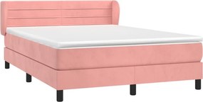 vidaXL Κρεβάτι Boxspring με Στρώμα Ροζ 140x200 εκ. Βελούδινο