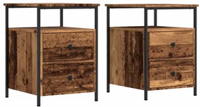 vidaXL Κομοδίνα 2 τεμ. Όψη Παλαιού Ξύλου 44x45x60 εκ. από Επεξ. Ξύλο
