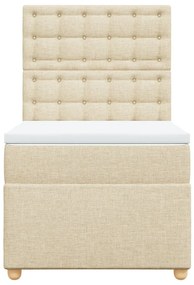 vidaXL Κρεβάτι Boxspring με Στρώμα Κρεμ 90x190 εκ.Υφασμάτινο