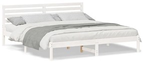 vidaXL Σκελετός Κρεβατιού Λευκό 200 x 200 cm Μασίφ ξύλο πεύκου