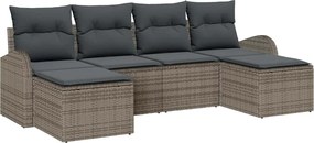 vidaXL Σετ Καναπέ Κήπου με μαξιλάρι 6 pcs Γκρι Πολυ Ρατάν