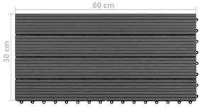 vidaXL Πλακάκια Deck 6 τεμ. Μαύρα 60 x 30 εκ. 1,08 μ² από WPC