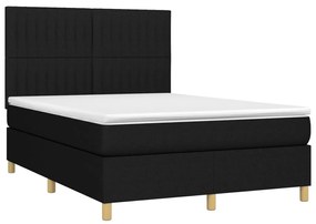vidaXL Κρεβάτι Boxspring με Στρώμα &amp; LED Μαύρο 140x200 εκ. Υφασμάτινο