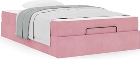 vidaXL Σκελετός κρεβατιού με στρώμα 2 pcs Ροζ Βελούδο