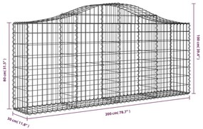 Συρματοκιβώτιο Τοξωτό 200x30x80/100εκ. από Γαλβανισμένο Χάλυβα - Ασήμι