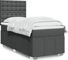 vidaXL Κρεβάτι Boxspring με Στρώμα Σκούρο Γκρι 80x200 εκ. Υφασμάτινο