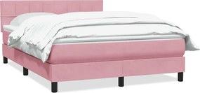 vidaXL Box Spring κρεβάτι με στρώμα ροζ 160x220 cm Βελούδινο
