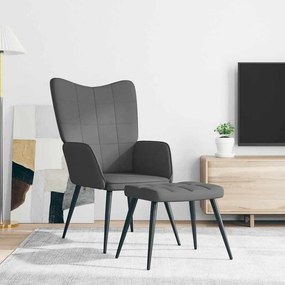 vidaXL Πολυθρόνα Relax Σκούρο Γκρι Υφασμάτινη με Σκαμπό