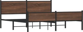 vidaXL Σκελετός Κρεβ. Χωρίς Στρώμα Καφέ Δρυς 180x200 εκ. Μεταλλικό