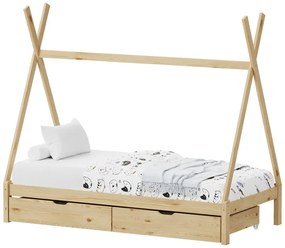 Παιδικό κρεβάτι Lalitto τ.Montessori με 2 συρτάρια τ.Montessori pakoworld ξύλο πεύκου σε φυσική απόχρωση 90x190εκ