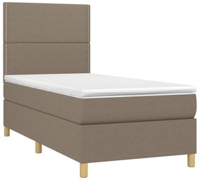 vidaXL Κρεβάτι Boxspring με Στρώμα &amp; LED Taupe 90x190 εκ. Υφασμάτινο