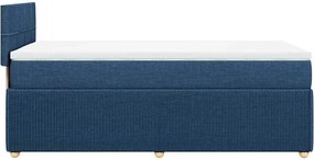 vidaXL Κρεβάτι Boxspring με Στρώμα Μπλε 100 x 200 εκ. Υφασμάτινο