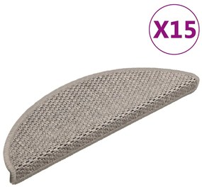 vidaXL Πατάκια Σκάλας Αυτοκόλλητα 15 τεμ. Όψη Σιζάλ Ασημί 56x17x3 εκ.