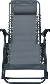 vidaXL Σεζλόνγκ Πτυσσόμενη Γκρι από Textilene