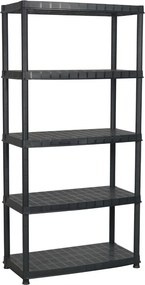 vidaXL Ραφιέρα Αποθήκευσης 5 Επιπέδων Μαύρη 91,5x45,7x185 εκ. Πλαστική