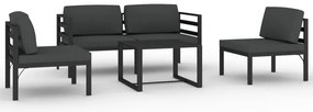 vidaXL Σαλόνι Κήπου 5 Τεμαχίων Ανθρακί Αλουμινίου με Μαξιλάρια