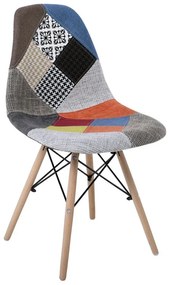 ART Wood Καρέκλα Τραπεζαρίας, Πόδια Οξιά, Κάθισμα PP με Ύφασμα Patchwork -  47x52x84cm