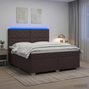 vidaXL Κρεβάτι box spring με στρώμα Σκούρο Καφέ 180 x 200 cm Ύφασμα